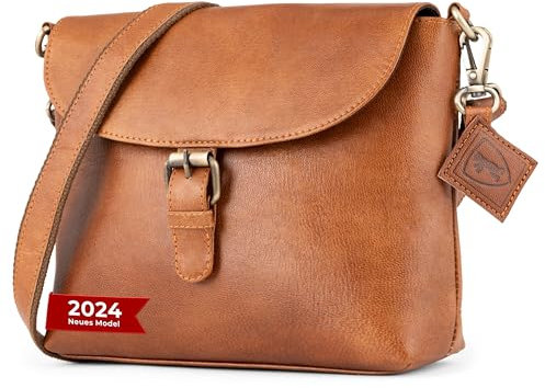 Berliner Bags Vintage Umhängetasche Catalina, Mittelgroße Crossbody Bag aus Leder, Schultertasche mit Magnetverschluss, Handtasche für Damen - Braun