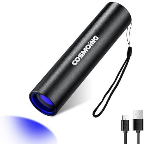 COSMOING UV Flashlight USB Rechargeable, 365nm Black Light Flashlight, Mini & Powerful Ultraviolet Flashlight Portable Detector for Pet Urine, Cat Dog Stains, Scorpion, Bed Bug