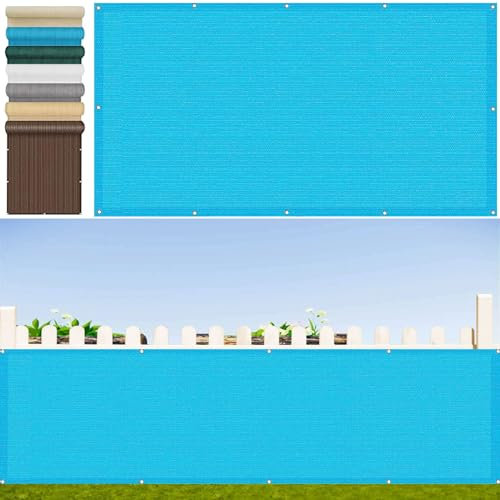 Brise Vue Balcon 90 x 375 cm Protection UV HDPE Habillage de Balcon avec Serre-Cables pour Patio Extérieur Clôtures, Bleu Ciel