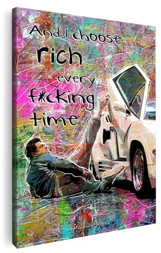 Artmazing | Wolf von Wall St bild bunt | S-Art Bilder | XXL Leinwandbilder | Wanddekoration Modern | buntes Poster für Wohnzimmer