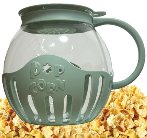 Popcorn Maker, Mikrowelle Popcorn Maker, Popcorn Mikrowelle, Mikrowelle Popcorn Popper, Popcorn Popper Schüssel mit Deckel, Temperatursicheres Borosilikatglas, Spülmaschinenfest