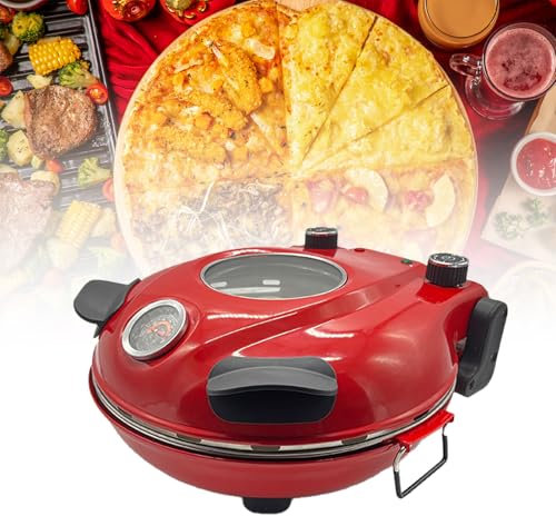 CHONGHAN Forno elettrico per pizza per interni,macchina per fare Pizza da controsoffitto con crosta croccante,riscalda fino a 800 °F,Pietra ceramica da 12 Pollici,manopole di controllo della