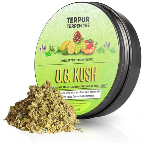 Herbal Mix mit Terpenen | Kräutermix mit pflanzlichen Terpenen von TERPUR | Terpen Tee O.G. Kush | 16g Dose Metall mit Schraubverschluss | 100% natürliche Kräutermischung