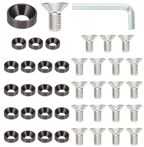 PATIKIL Kit De Arandelas Avellanadas M10, Juego De 20 Piezas De Aleación De Aluminio Para Tornillos De Cabeza Plana Y Juntas Para Accesorios Mecánicos Y Modelos DIY, Gris