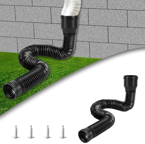 Dachrinne Fallrohr Verlängerung Flexible, Verlängerbar von 47 bis 150 cm | Flexible Abflussrohr Dachrinne für Fallrohr 80/100 mm, Runde Regenrinnen Fallrohr Ablauf Dachrinnen (1 Stück)