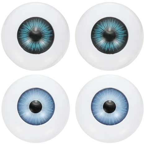 PATIKIL 24mm Safety Eyes, 4 Pcs Realistic Acrylic Eyes Plastic Half Eyeballs for Masks Halloween Props Art Craft, Light Blue/Dark Blue