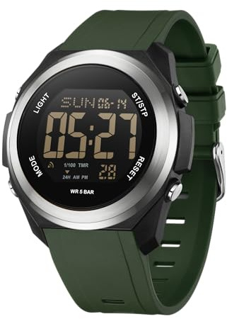 BIEWO Digitale Herren-Sportuhr, Militär-Uhren für Herren, wasserdicht, Outdoor-Armbanduhren, großes Zifferblatt, lässig, leuchtende Stoppuhr