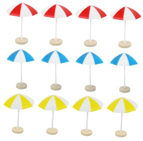JUMPLAWN 8pcs Miniature Beach Umbrellas Models Doll House Mini Beach Umbrella Micro Landscape Decor for Fairy Garden Accessories