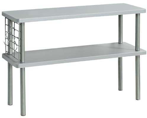 Kesper® | Küchen-Regal grau, Material: FSC®-Zertifiziert - MDF & Metall, Maße: 55x20x38 cm, mit Gitter & 3 Haken, Zusatz-Ablage für Küche & Gewürze, Farbe: Grau | 27835