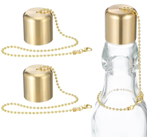 HEALLILY 2 tapones de latón reutilizables para apagar velas, extintores de velas de metal para extinguir, práctico diseño de cadena larga para decoración del hogar