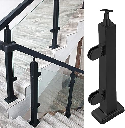 Poteaux de balustrade noirs pour rampes d'escalier, intérieur/extérieur, poteau de clôture avec pince en verre pour verre, plastique, bois et panneaux acryliques