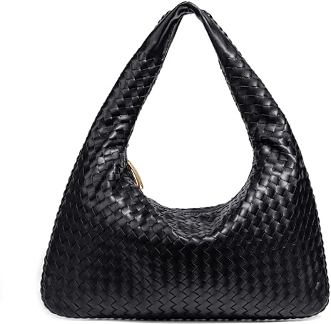 Rejolly Gewebte Hobo-Tasche für Damen aus Leder, Schultertasche, Tragetasche, trendige Handtasche, 15.4 x 2 x 10.2 inches