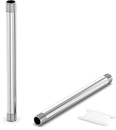 TAILONZ 2Pzs Raccord Tubé 304SS 1 Macho x Macho BSP 250mm | Alarga La Tubería, Resistente A La Corrosión, Sellado Hermético, Para Sistemas Neumáticos Y De Fluidos.