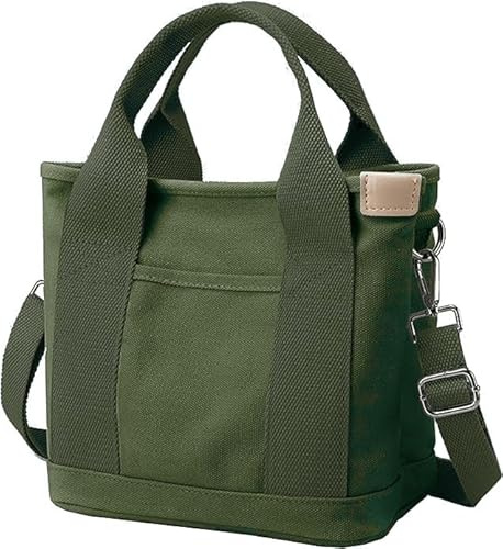 Tuobo Small Tote Bag with Zipper, Canvas Multi-Pocket Crossbody Shoulder Satchel Hobo Messenger Bag