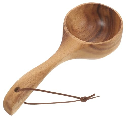 DOITOOL Cucharón De Madera Para Baño y Sauna, Mango Ergonómico, Ligero y Resistente, Utensilio Multifuncional Para Hogar y Cocina, Cucharón De Agua Natural Para Uso Diario