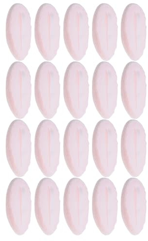 BAZEITFLOW 20 Pièces Houppettes à Poudre Rondes en Coton et Velours Rose 60Mm X 7Mm, Lot de 20 Pièces, Applicateur Fixateur de Maquillage pour Visage, Coussin Doux pour Fond de Teint et