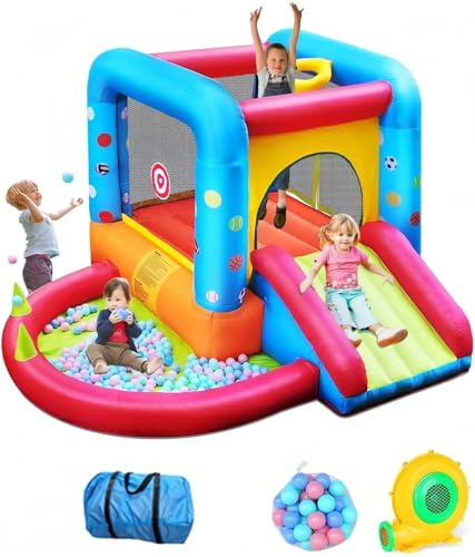 Inflatable Bounce House, Water Slide Park for Kids Backyard, Kids Bounce Castle Slide Bouncer, for Outdoor & Indoor Backyard, Includes Patch Kit & Blower