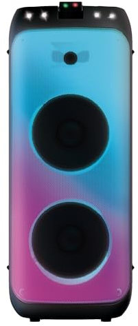 Vieta Pro Party 330 - Altavoz Profesional Potente 850W para Fiestas con Luces Láser y Flashes, Auracast para Multi-Altavoz, Doble Woofer 10, Batería Extraíble 14h, Entradas para DJ, Guitarra y Micro