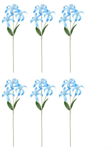 Tidevib Bouquet di giglio artificiale realistico, 60 cm, fiori finti per decorazione di nozze, steli in plastica per casa, ufficio, tavolo, centrotavola, espositore (blu)
