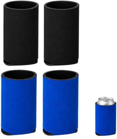 4 Stück Bierkühler Set (2 Schwarz, 2 Blau), Dosenkühler 500ml und Bierflaschenkühler für Getränkedosen, Party und Camping