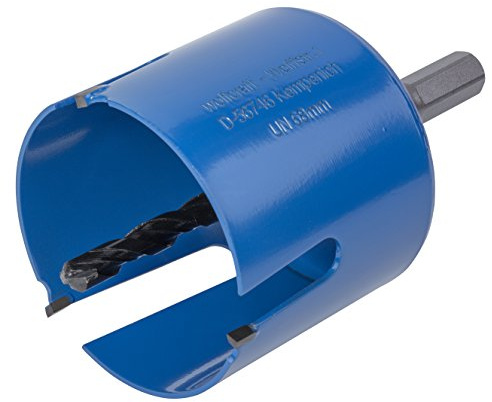 wolfcraft Universallochsäge mit Spanndorn, vormontiert I 3882000 I Vielseitig einsetzbar in unterschiedlichsten Materialien, Schnitttiefe 60 mm, ø68mm