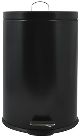 MSV - Poubelle Cosmétique Salle de Bain - Acier Inoxydable avec Seau Amovible - Mécanisme à Pédale - Compacte et Pratique - Noir - 20L - Résistante à l'Humidité