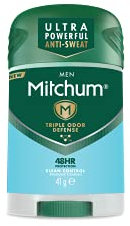Mitchum Men Triple Odor Defense Deodorant Stick & Antiperspirant (41g) Clean Control Dermatologist Tested