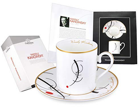 CARMANI - Teetasse und Untertasse, Fine Bone China, mit Wassily Kandinsky Freie Kurve zum Punkt 250ml