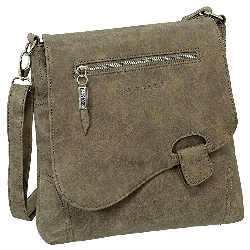 Ledershop24 Geschenkset - Handtasche Schultertasche Umhängetasche Wildleder-Imitat Used Look mit Riegelverschluss Farbe braun