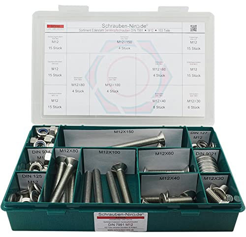 Set/Set Edelstahl Senkkopfschrauben M12 DIN 7991 VA A4 V4A Innensechskant