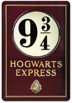 Logoshirt Harry Potter Hogwarts Express Platform 9 3/4 Tin Sign, 20 x 30 cm, Original Licensed Product