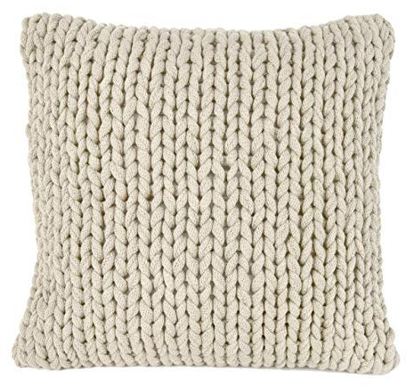 nielsen HOME Kissen Marlin grob gestrickt, 50x50 cm, Creme Weiß, 100% Baumwolle, Strick, Oekotex, Grobstrick, gemütlich modisch elegant, Dekokissen, Sofakissen, inkl. Füllkissen