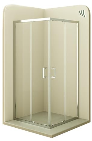 MOG Duschkabine mit Schiebetüren 90x90 cm Höhe: 180 cm Eckdusche mit Rollensystem aus 6mm ESG Glas DK77 - alle Grössen