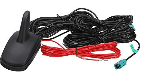 Autoantenne, Asudaro Auto Shark Haifischflosse Antenne, DAB+GPS Dachantenne Radio Antenne, Universal Kfz Antenne mit 5 m RG174-Kabel, 87,5-108 MHz, 12 V AM Funksignalverstärker,Schwarz