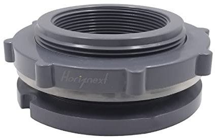 Horiznext NPT1-1/2 PVC bulkhead fitting, plastic pipe connector for rain barrel garden hose adapter spigot kit water tank gallon drain bucket (1 pc)