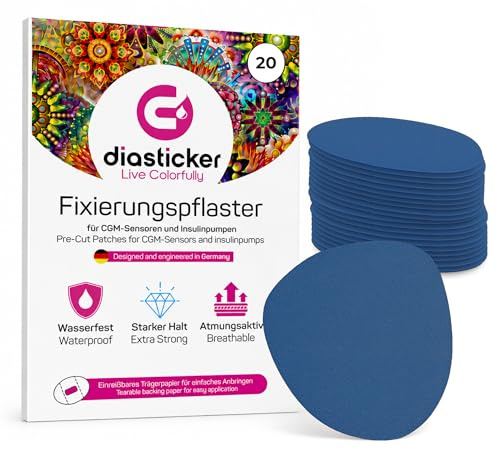 Diasticker - FreeStyle Libre 3/3 Plus & Dexcom G7 Overpatch Fixierpflaster (20 Stück, Dunkelblau) - Extra starker Halt für deinen Sensor, wasserfest & hypoallergen