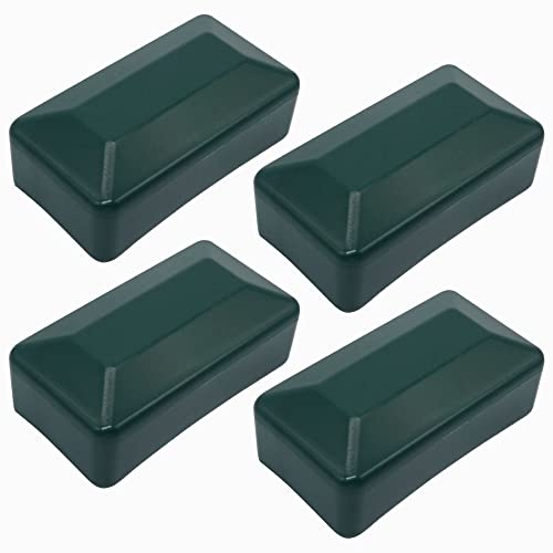 SKIR'CO (4 pcs) Fence Post Caps, Rectangular Green Plastic Caps 40 x 80 mm, Fence Post Covers, Moss Green RAL 6005 Colour