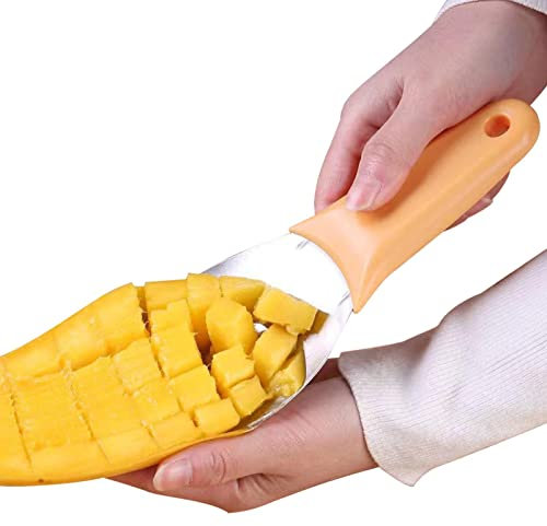 KinMokusei Cortador de mango, hoja de acero inoxidable, multifunción, herramienta de fruta, herramienta de cocina, juego de cortador de frutas, cuchillo para tallar frutas y ensaladas de frutas