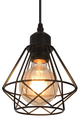 Comely Retro Lampada A Sospensione, E27 Nero Vintage Industriale In Metallo In Ferro Stile Paralume da Soffitto Regolabile per Sala da Pranzo, Cucina, Camera da Letto, Soggiorno, Bar