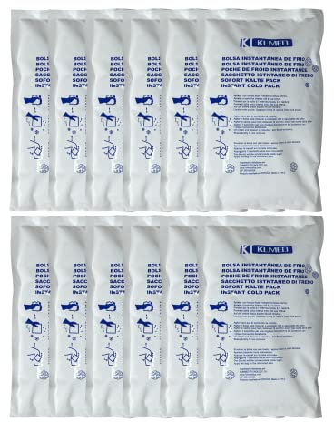 Bolsa de Frío Instantáneo Aplicación Inmediata 12 unidades | Bolsas Instantáneas Hielo para Lesiones Un Solo Uso Compresas de Frío Multiusos