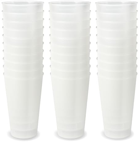 Schramm® Mehrweg Becher ca. 400ml matt transparent wählbar 10, 20, 30 oder 50 Stück wiederverwendbar Kunststoff Mehrwegtrinkbecher, Größe:30 Stück