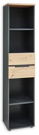 DEINE TANTE EMMA 5035GH06 Büroregal Memphis Regal Aktenregal Graphit/Artisan Eiche Nb. ca. 45 x 197 x 38 cm