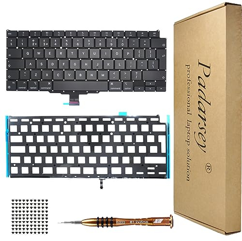 Pardarsey Replacement Backlight Backlit UK Version Keyboard Compatible with MacBook Air Retina 13 M1 A2337 Late 2020 Year UK Version+Keyboard Screws+Screwdriver