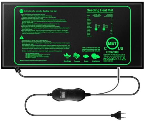 MaxEarn Heizmatte Pflanzen mit Thermostat 50W, Wärmematte für Sämlinge und Reptilien, wasserdichte Setzlings Heizkissen 25 x 52,5 cm, Multifunktional Gewächshaus Heizkissen