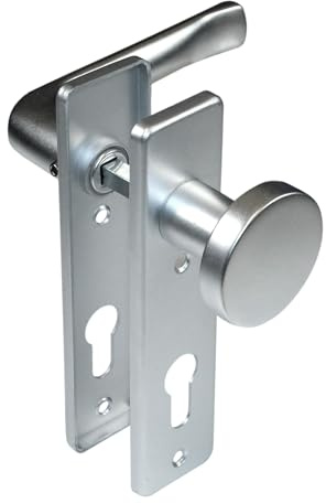 SN-TEC Standard Schild Türbeschlag für Zimmertüren, Innentüren, Badezimmertüren, Eingangstüren, Aluminium F1, für Türstärke 20-47 mm (PZ Profilzylinder/Knauf, Kurzschild 165mm x 40mm)
