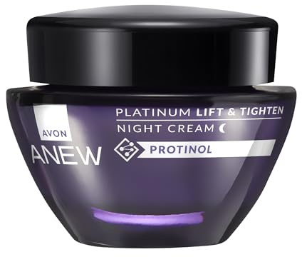 AVON Crema de Noche Efecto Lifting Anew Platinum - Antiarrugas y Reafirmante - Formulada con ProtinolTM - Hidratación Intensa para Piel Madura - 50ml
