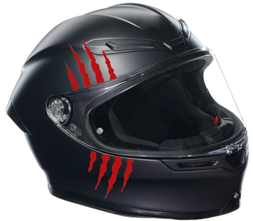 6 Paare Monster Klaue Sticker 7,5x7,5cm für Motorrad Helm, Auto Kratzer Aufkleber Kratzspuren Selbstklebend Wasserfest (Rot)
