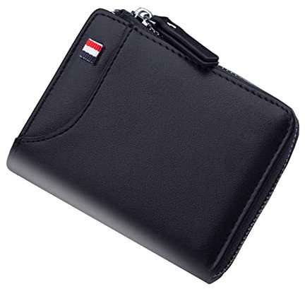 EUTYRG Herren-Geldbörsen, Vintage-Stil, Luxus-Geldbörse, Kurze, schmale Herren-Geldbörse, Geldklammer, Kreditkarte, Kuh-Geldbörse, Herren-Karten-Geldbörse (Schwarz)