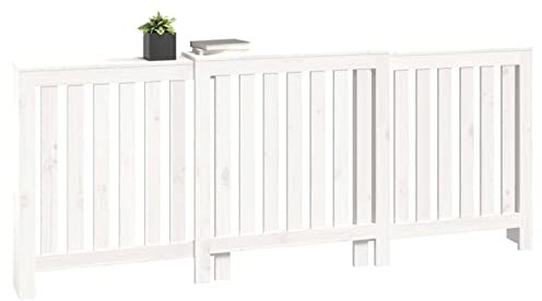 Tidyard Heizkörperverkleidung Heizungsabdeckung Heizungsverkleidung Heizkörperabdeckung Heizung Abdeckung Heizkörper Weiß 210x21x85 cm Massivholz Kiefer