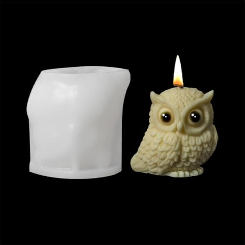 JS MOLD 3D Eule Silikonform Kerzenform, Eule Kerzen Gießform,Silikon Eulen Form Animal Silicone Molds Eulenform Formen,Tier Gießformen Für Fondant Kuchendeko, Kerze, Basteln (ZL-895)